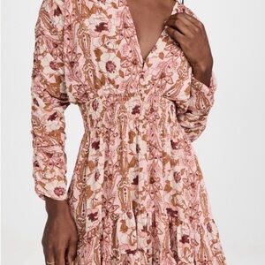 MISA Los Angeles Chiara San Lorenzo Flora Pink, Red, Gold Brown Women's Dress M